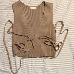 Tan Ribbed Wrap Tie Tak